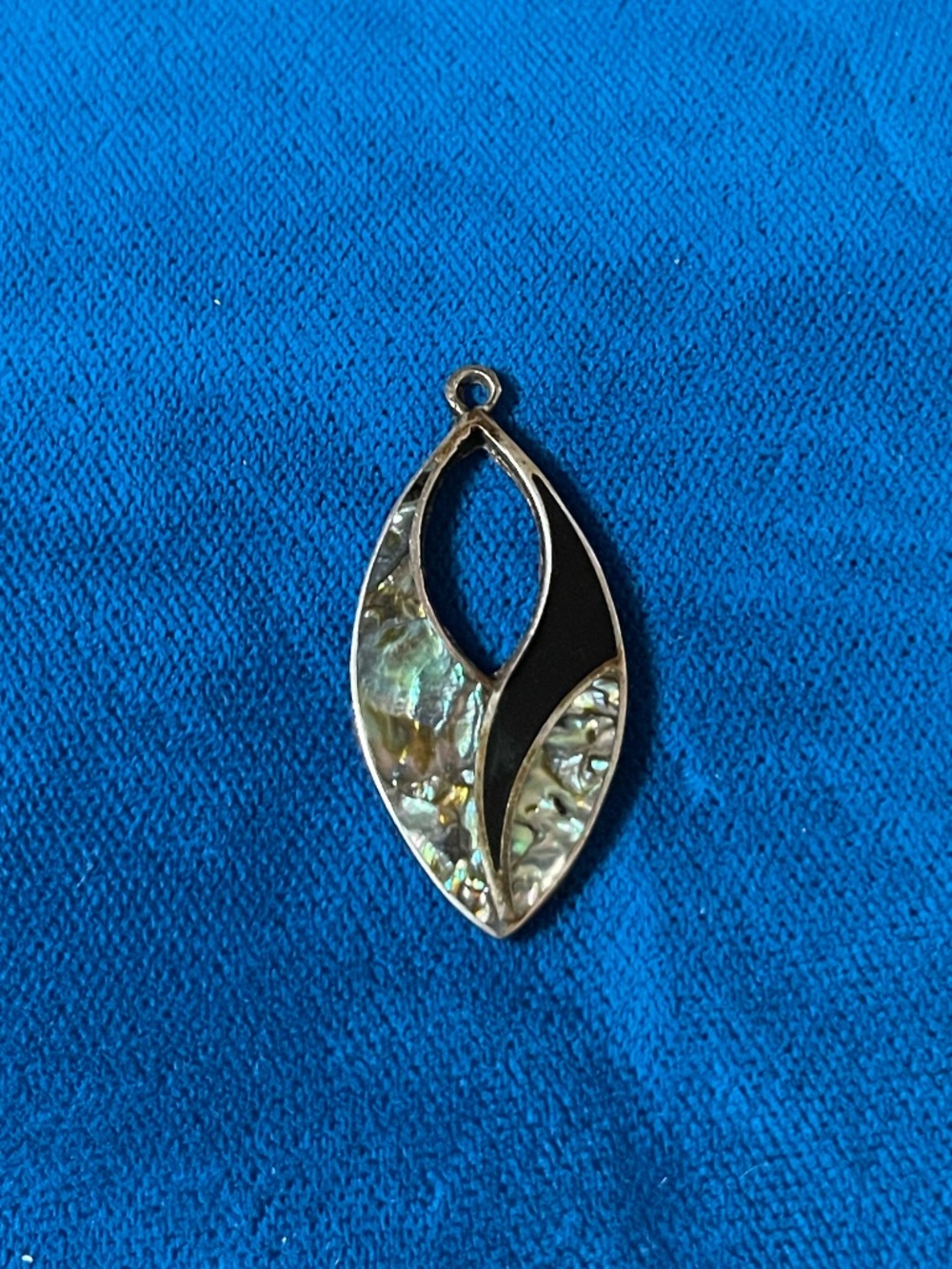 Vintage Alpaca Silver Pendant with Abalone Inlay